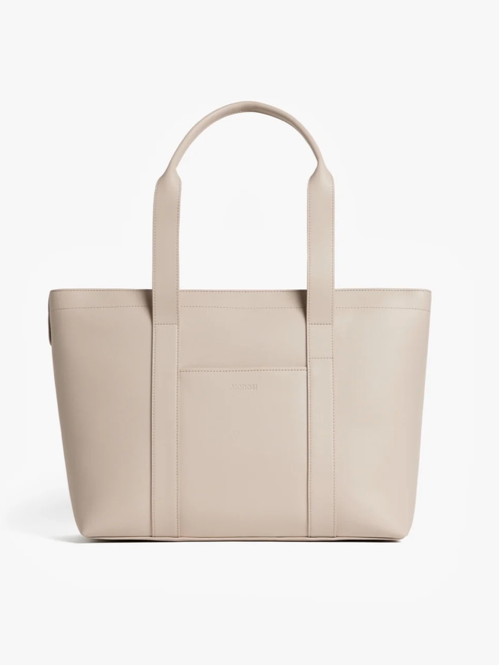 Minimal Vegan Leather Tote Bag in Light Beige